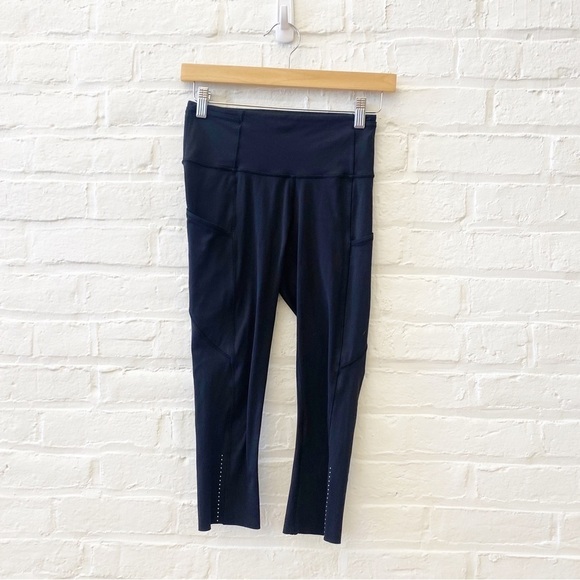 Lululemon || Fast & Free 7/8 Tight II 18" Black Nulux Athletic Leggings 4 - Picture 1 of 9